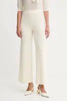 Vlněné kalhoty Luisa Spagnoli dámské, béžová barva, high waist, 100103