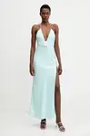 Šaty Bardot tyrkysová barva, maxi, 59278DB4