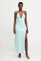 Šaty Bardot tyrkysová barva, maxi, 59278DB4