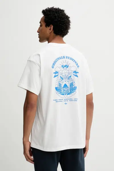 Bavlněné tričko adidas Originals Music Fests Tee pánské, bílá barva, KQ9955