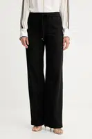 Bavlněné kalhoty BOSS dámské, černá barva, high waist, 50543268