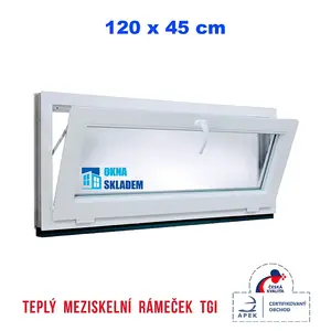 Plastové okno | 120 x 45 cm (1200 x 450 mm) | bílé | sklopné