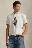 Bavlněné tričko Polo Ralph Lauren pánské, bílá barva, s potiskem, 710P00085