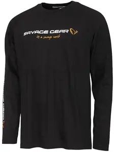 Savage gear triko signature logo long sleeve t shirt black caviar - m