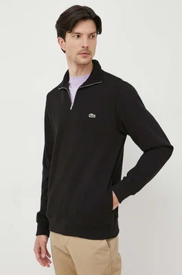 Bavlněný svetr Lacoste černá barva, s pologolfem