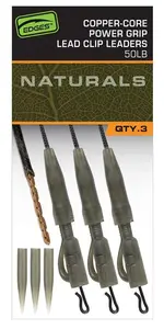 Fox montáž edges naturals copper core power grip lead clip leaders 3 ks