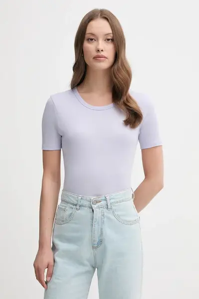 Bavlněné tričko United Colors of Benetton dámské, fialová barva, 3GA2E16A0