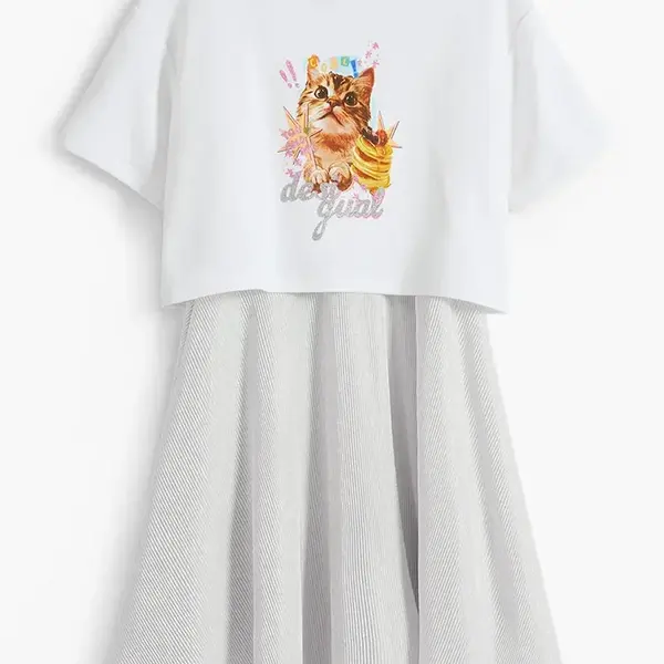 Dívčí šaty Desigual bílá barva, midi, 25WGVK11