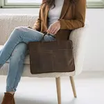 Pánská kožená taška na notebook Greenwood Levons - tmavě hnědá