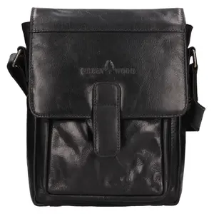 Pánska kožená taška cez rameno Greenwood Nito - čierna