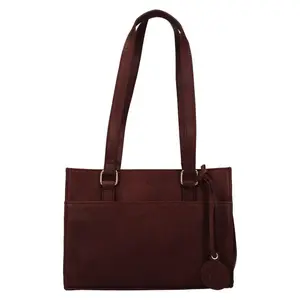 Menší dámská kožená kabelka Ashwood Compact - tmavě hnědá