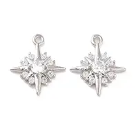 Brass Micro Pave Clear Cubic Zirconia Charms