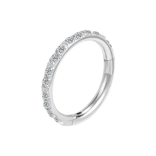 304 Stainless Steel Micro Pave Clear Cubic Zirconia Hoop Nose Rings