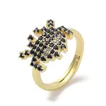 Real 18K Gold Plated Brass Pave Cubic Zirconia Adjustable Rings
