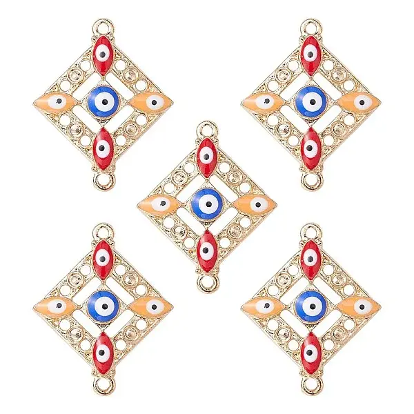 Alloy Enamel Connector Charms with Synthetic Turquoise