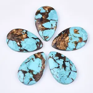 Assembled Natural Bronzite and Synthetic Turquoise Pendants