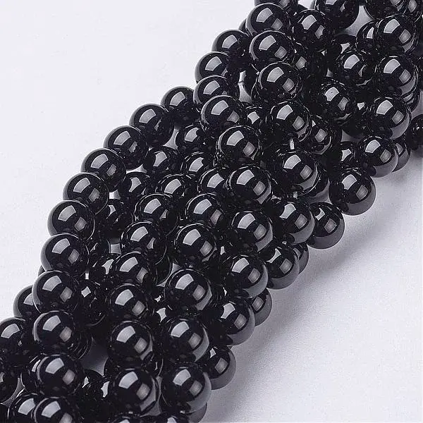 Natural Black Onyx Round Beads Strands
