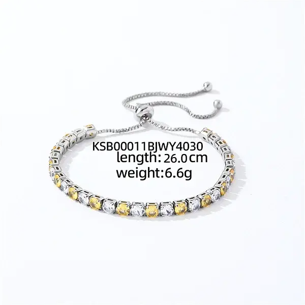 Brass Micro Pave Cubic Zirconia Slider Bracelets for Woman