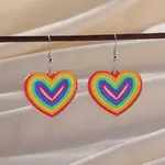 Pride Rainbow Flag Resin Heart Dangle Earrings