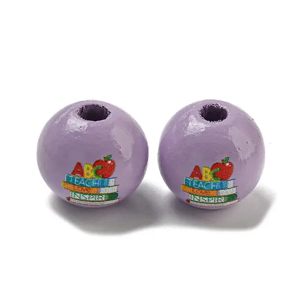 Printed Wood European Beads