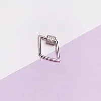 925 Sterling Silver Micro Pave Clear Cubic Zirconia Locking Carabiner Clasps