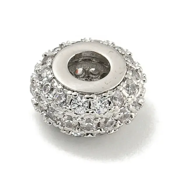 Rack Plating Brass Micro Pave Cubic Zirconia Beads