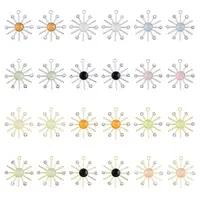 24Pcs 12 Colors Cat Eye Sun Pendants with Crystal Rhinestone