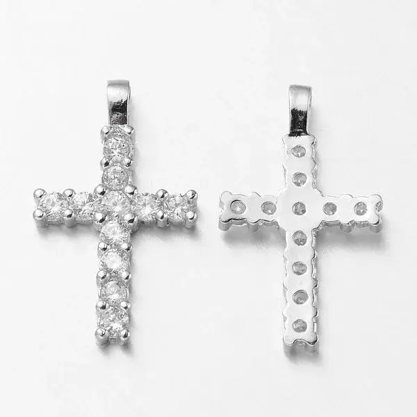 Latin Cross Brass Micro Pave Cubic Zirconia Pendants