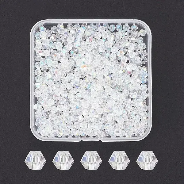 500Pcs Faceted Bicone Electroplate Glass Beads Strands