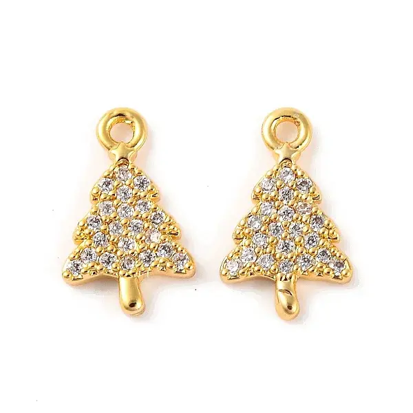 Brass Micro Pave Clear Cubic Zirconia Pendants