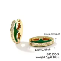 Retro Brass Enamel Hoop Earrings