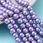 Baking Paint Pearlized Glass Pearl Round Bead Strands