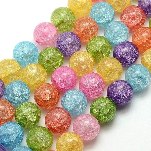 Synthetic Crackle Quartz Round Beads Strands