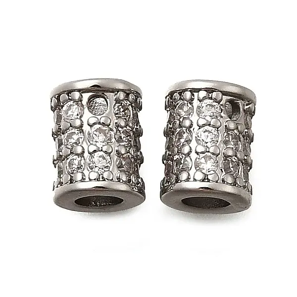 Brass Micro Pave Cubic Zirconia Beads