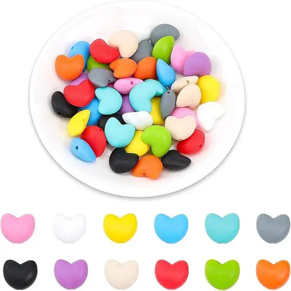48Pcs 12 Colors Food Grade Eco-Friendly Silicone Focal Beads