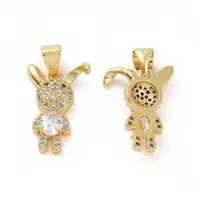 Brass Micro Pave Clear Cubic Zirconia Pendants