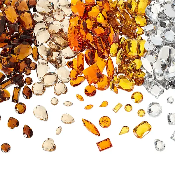 500Pcs 5 Colors Acrylic Sew On Rhinestones