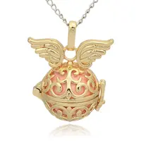 Golden Tone Brass Hollow Round Cage Pendants