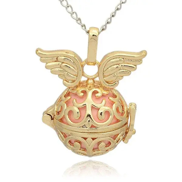 Golden Tone Brass Hollow Round Cage Pendants
