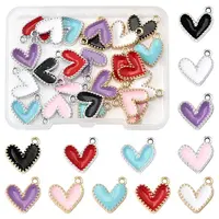24Pcs 12 Colors Rack Plating Alloy Enamel Charms