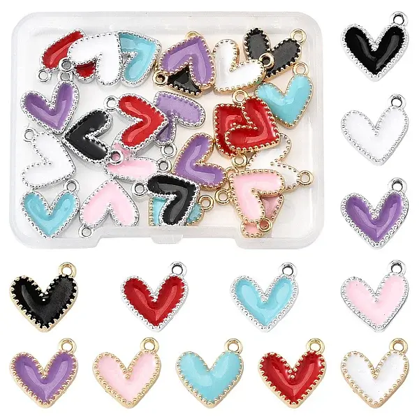24Pcs 12 Colors Rack Plating Alloy Enamel Charms