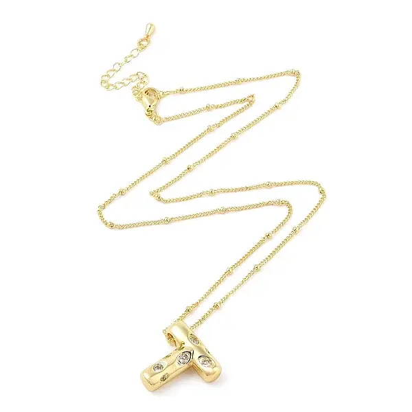 Brass Micro Pave Clear Cubic Zirconia Pendant Necklaces