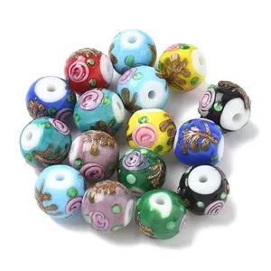 Handmade Gold Sand Lampwork Beads