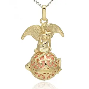 Golden Tone Brass Hollow Round Cage Pendants