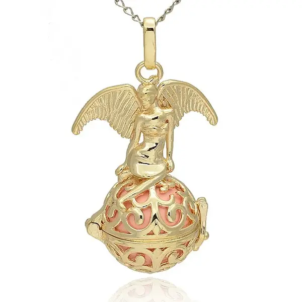 Golden Tone Brass Hollow Round Cage Pendants
