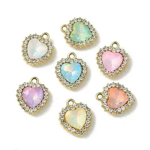 UV Plating Alloy with Mixed Color Glass Rhinestone Pendants