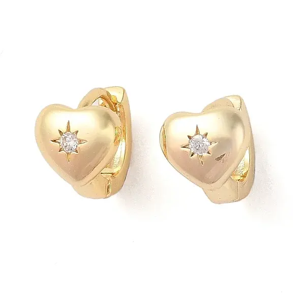 Brass with Clear Cubic Zirconia Hoop Earring