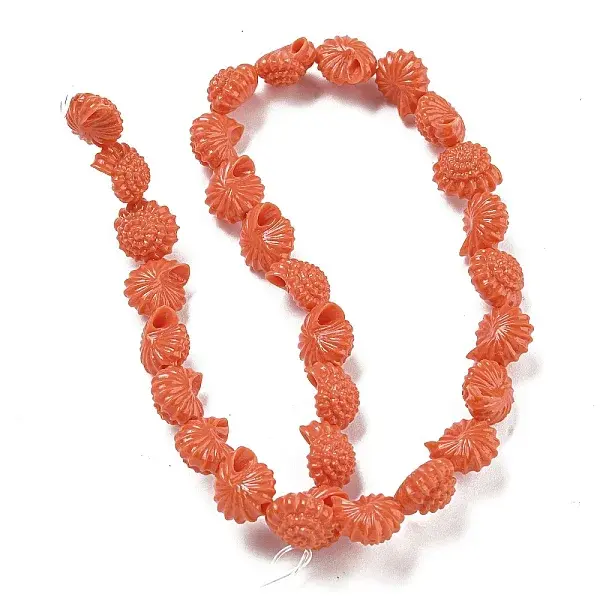 Synthetic Coral Carved Beads Strands