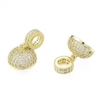 Brass Micro Pave Clear Cubic Zirconia Cord Ends