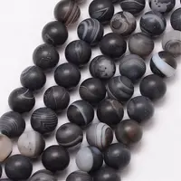 Natural Black Agate Bead Strands